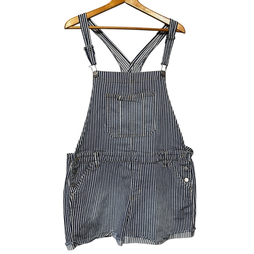 Blue White Railroad Bibs Overalls Shorts Relaxed Fit Size XXXL Summer Western